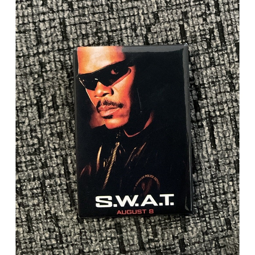 S.W.A.T. Samuel L Jackson 2003 Theater Movie Promo Button Pin Back Rectangular